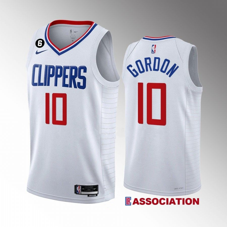 Men's Los Angeles Clippers #10 Eric Gordon White Association Edition With No.6 Patch Stitched Jersey